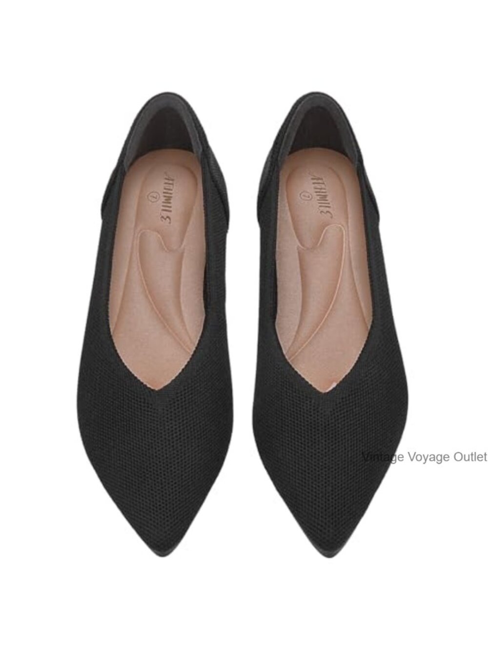 Women's Comfortable Knit Ballet Flats Pointed Toe Memory Foam